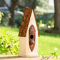 Glitzhome® 13.25" White Distressed Wood Birdhouse