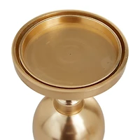 The Novogratz Set of 3 Gold Aluminum Transitional Candle Holders, 10" x 4" x 4"