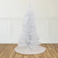 4ft. Pre-Lit White Rockport Pine Artificial Christmas Tree, Green Lights