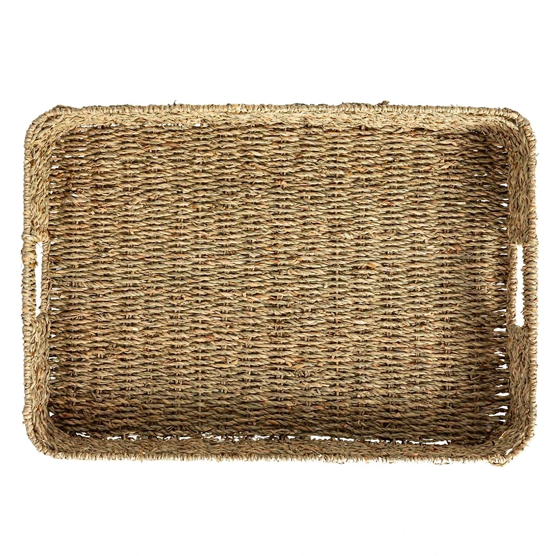 Hello Honey® 20" x 14" Natural Hand-Woven Seagrass Tray with Handles