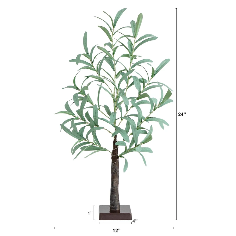2ft. Pre-Lit Artificial Olive Tree with Warm White LED Lights