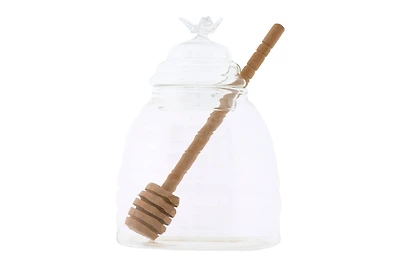 Hello Honey® Clear Honey Pot with Lid & Bamboo Dipper Set