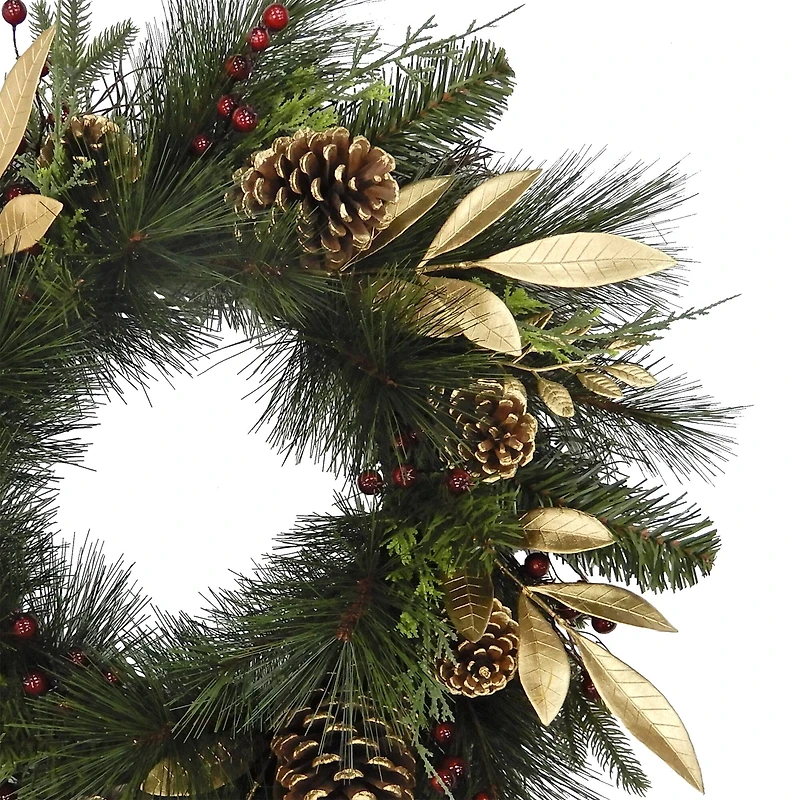 25" Gold Leaf & Pinecone Wreath by Ashland®