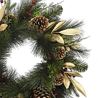 25" Gold Leaf & Pinecone Wreath by Ashland®