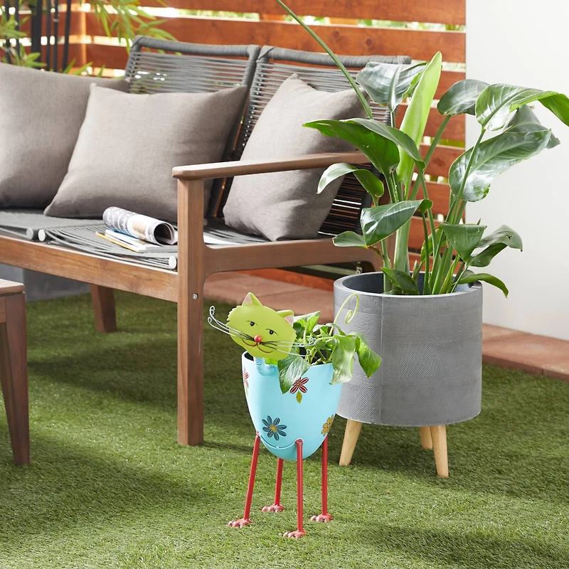 19" Blue Iron Farmhouse Cat Planter