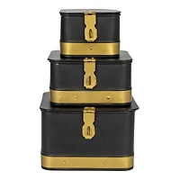 Hello Honey® Black Square Metal Nesting Storage Boxes with Hasp Lock