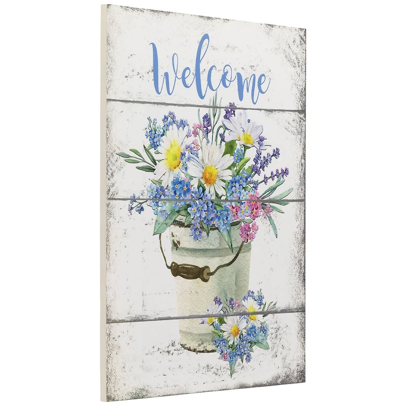 16" Spring Floral Welcome Wall Sign