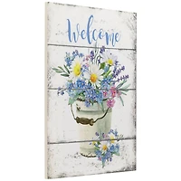 16" Spring Floral Welcome Wall Sign