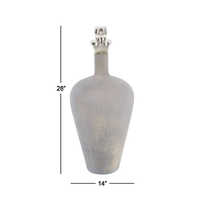 28" Silver Glass Modern Decorative Bottle