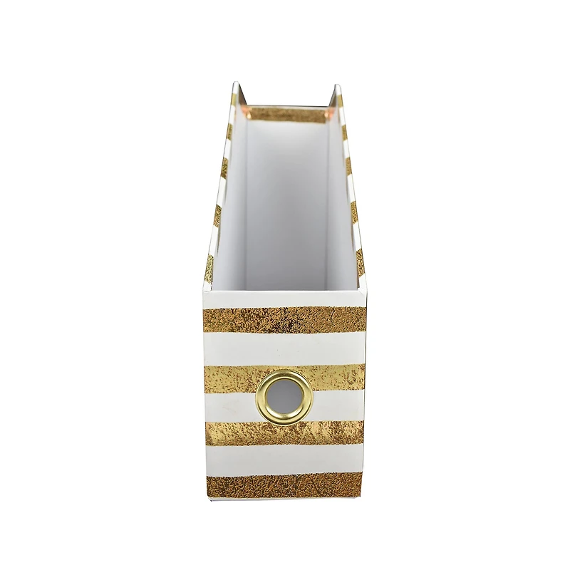12" White & Gold Decorative Magazine Bin by Ashland®