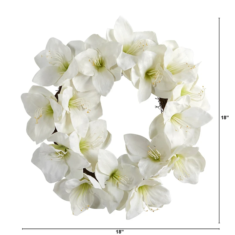 18'' White Amaryllis Wreath