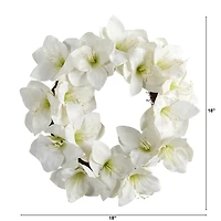 18'' White Amaryllis Wreath