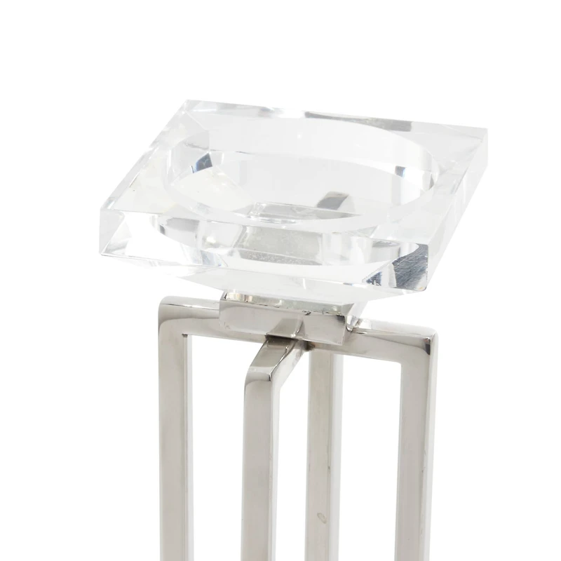 Silver Stainless Steel Glam Candle Holder Set