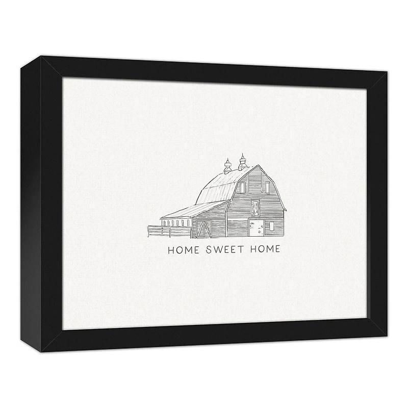 Farmhouse Sketches 11" x 14" Black Framed Canvas - Set of 2