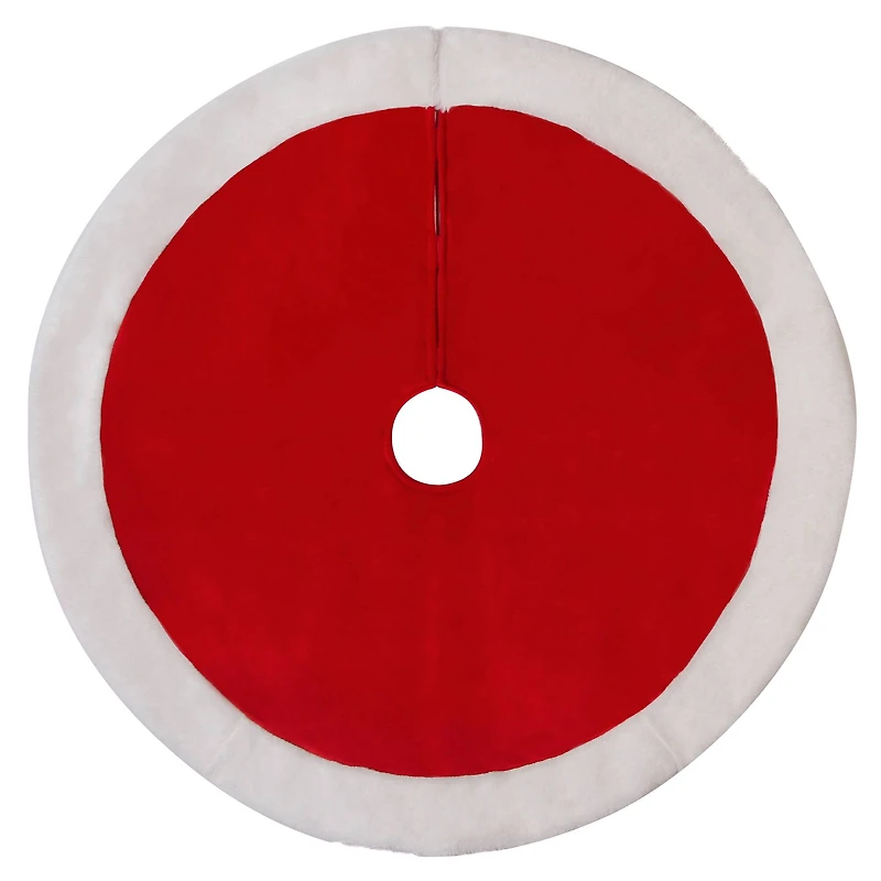 30" Red with White Faux Fur Mini Tree Skirt by Ashland®