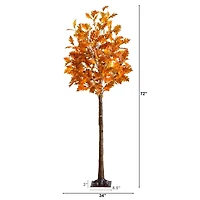 6ft. Pre-Lit Burnt Orange Autumn Maple Artificial Fall Tree with 300 Warm White LED Lights