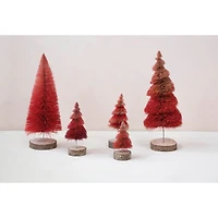 Hello Honey® 16" Red Ombre Curved Sisal Bottle Brush Tree with Wood Slice Base
