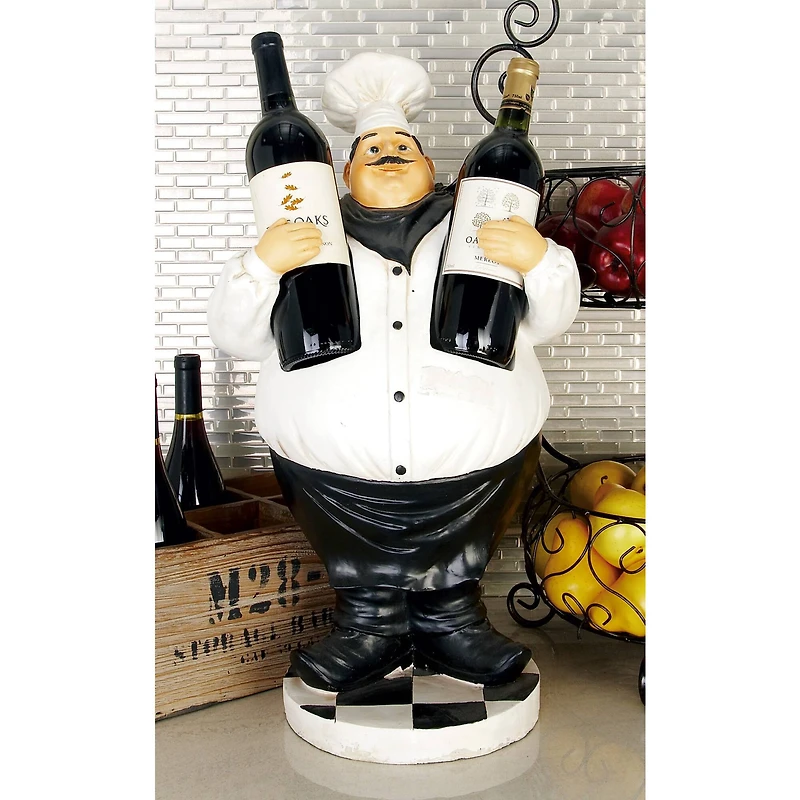 24" White Polystone Traditional Chef Sculpture