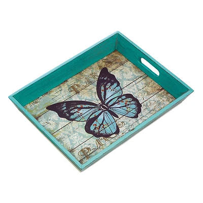 16" Blue Butterfly Serving Tray
