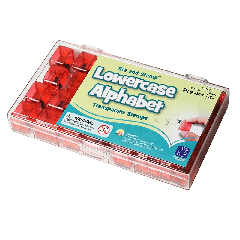 Educational Insights 5/8" Lowercase Alphabet See & Stamp Transparent Rubber Stamps