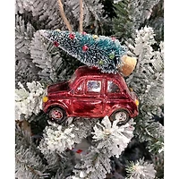 Wizardi Car with Christmas Tree Glass Ornament