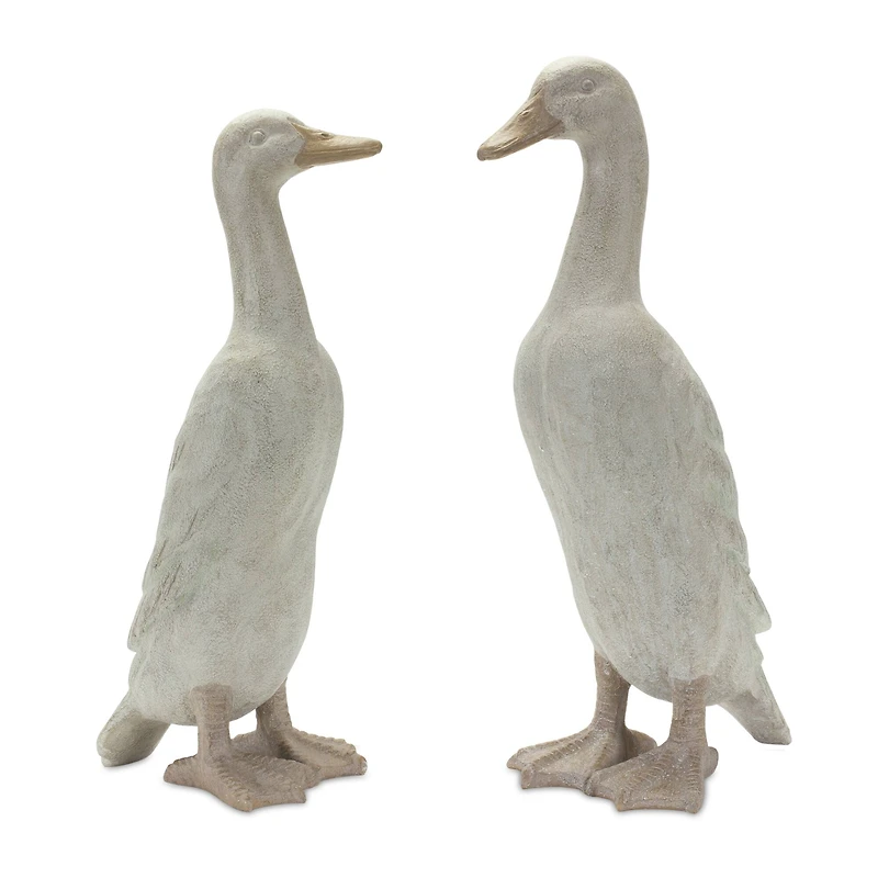 Distressed Standing Duck Garden Statues Set
