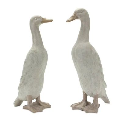Distressed Standing Duck Garden Statues Set