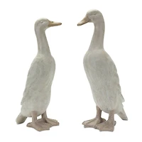 Distressed Standing Duck Garden Statues Set