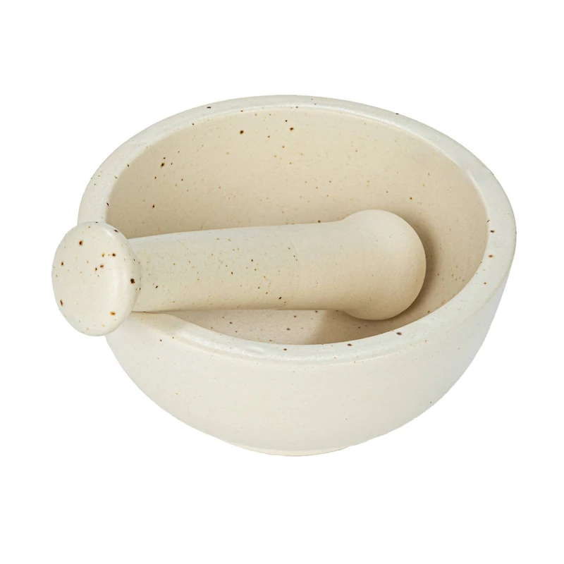 Hello Honey® White Round Stoneware Mortar & Pestle Set