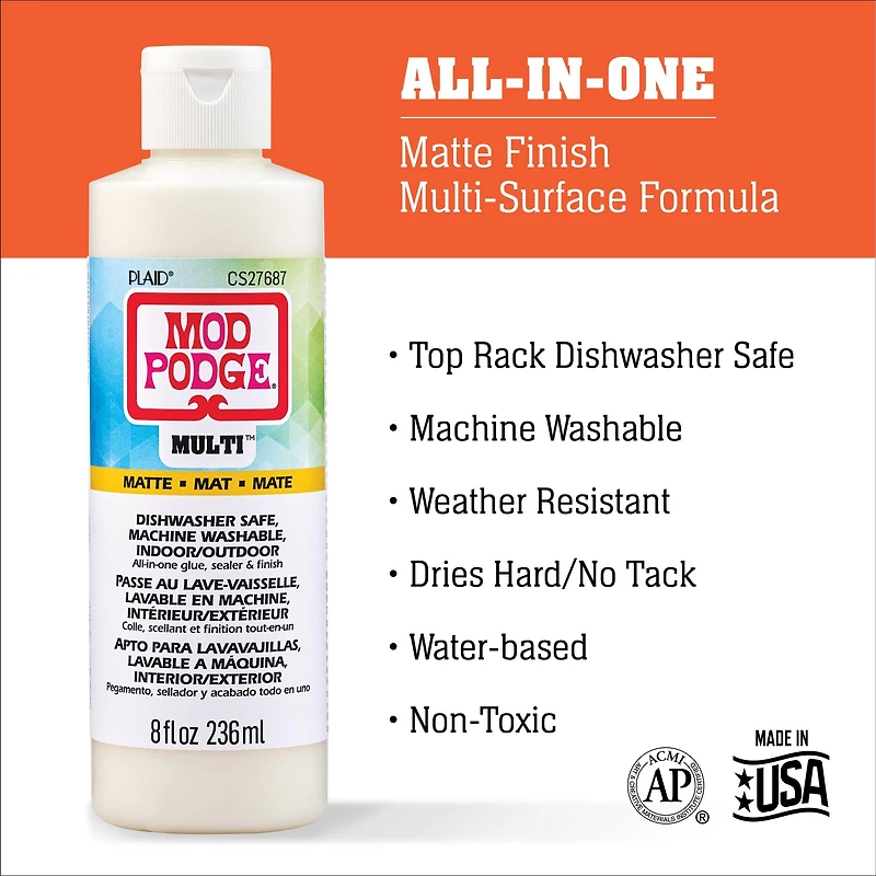 Mod Podge® Multi™ All-in-One Matte Finish Formula, 8oz.