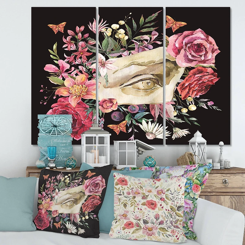 Designart - Greek Sculpture David Eye With Dried Wildflowers