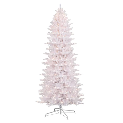 9ft. Pre-Lit White Slim Fraser Fir Artificial Christmas Tree, Clear Lights
