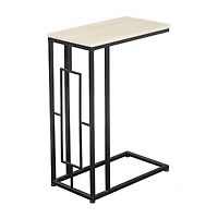 Black Iron & Wood Contemporary Accent Table