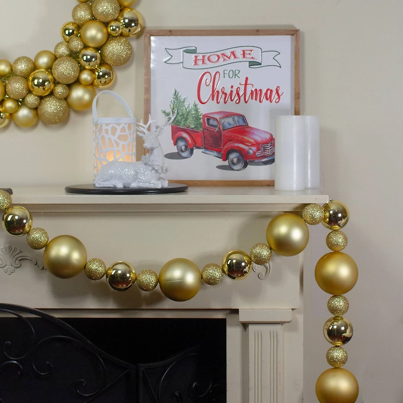 6ft. Vegas Gold 3-Finish Shatterproof Ball Christmas Garland