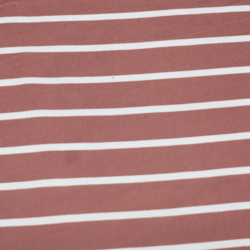 Fabric Merchants White Stripes on Mauve Double Brushed 4-Way Stretch Fabric