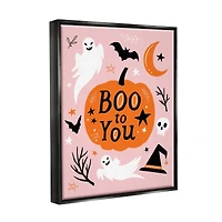 Stupell Industries Boo to You Halloween Elements Framed Floater Canvas Wall Art