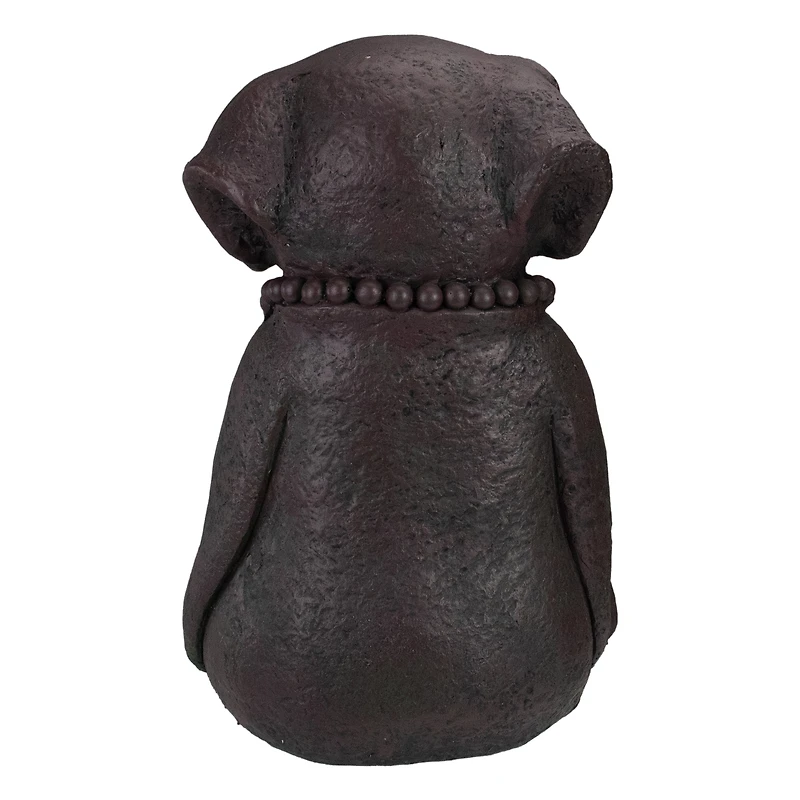 17" Dark Gray Meditating Buddha Dog Outdoor Garden Statue