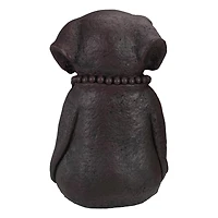 17" Dark Gray Meditating Buddha Dog Outdoor Garden Statue