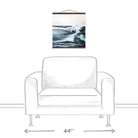 Crashing Waves Teak Hanging Canvas Wall Art