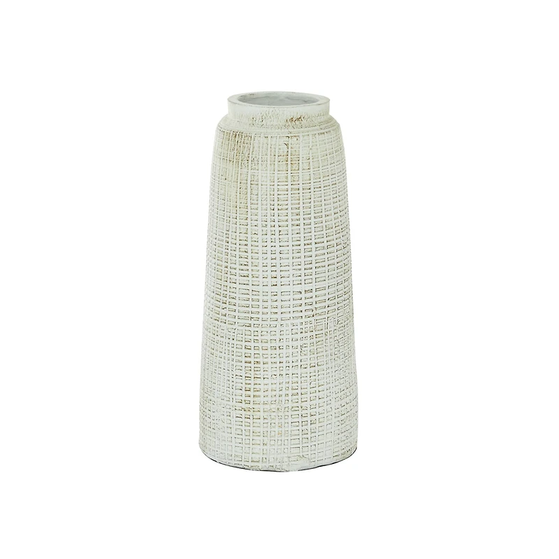 17" White Terracotta Coastal Vase