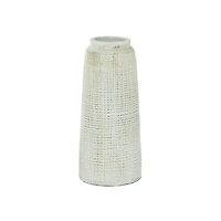 17" White Terracotta Coastal Vase