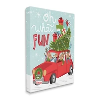 Stupell Industries Oh What Fun Holiday Car Canvas Wall Art