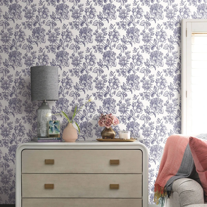 RoomMates Tamara Day Blue Flower Girl Peel & Stick Wallpaper