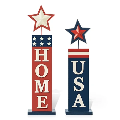 Glitzhome® Americana Firecracker Table Sign Set