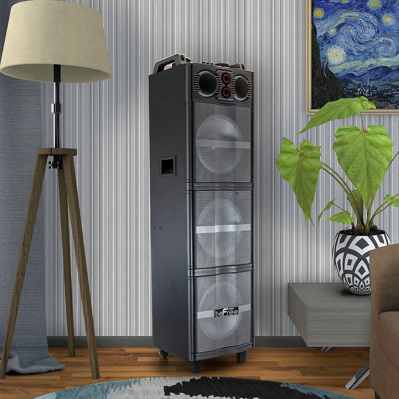 beFree Sound Triple 10" Portable Bluetooth Subwoofer Speaker With Party Lights