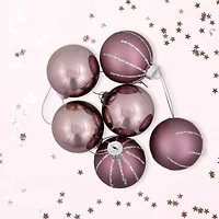 Shiny and Matte Christmas Glass Ball Ornaments - 2.25" (55mm) - Pink - 24ct