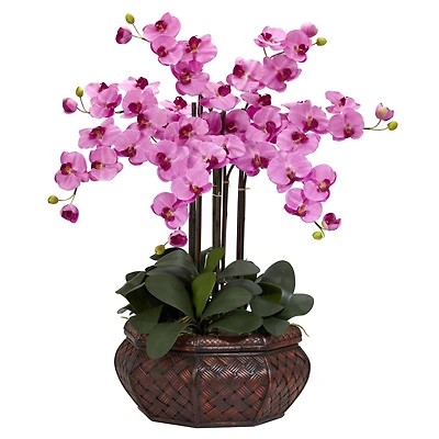 2.5ft. Moth Orchid Silk Flower Arrangement in Woven Planter
