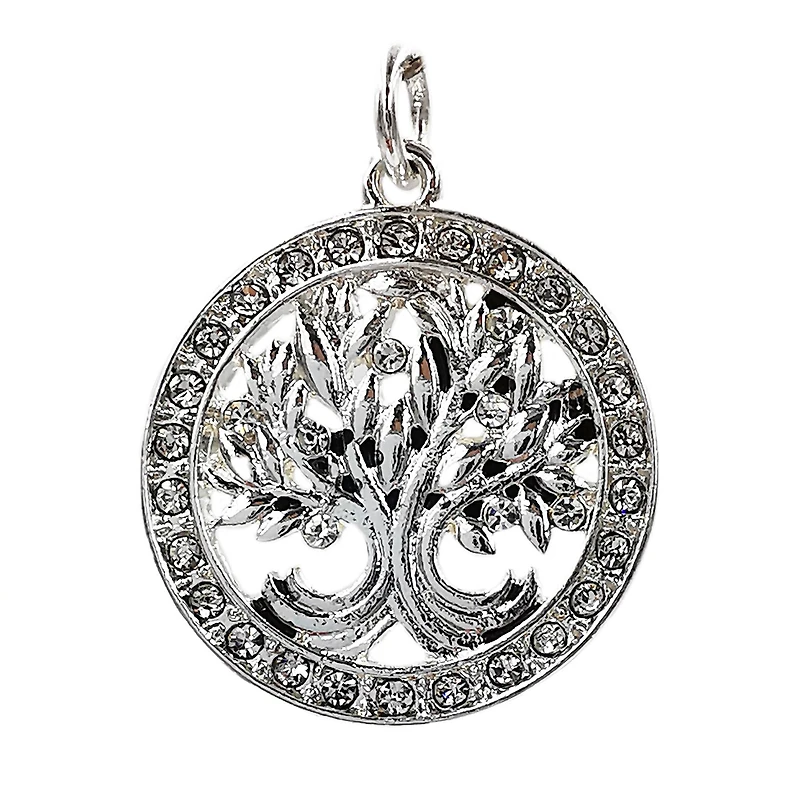 Charmalong™ Silver Plated & Stone Paved Tree Charm by Bead Landing™