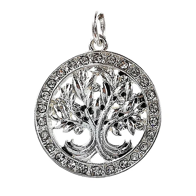 Charmalong™ Silver Plated & Stone Paved Tree Charm by Bead Landing™