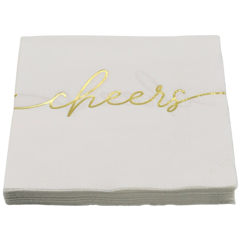 Gold & White Cheers Beverage Napkins, 20ct. by Celebrate It™